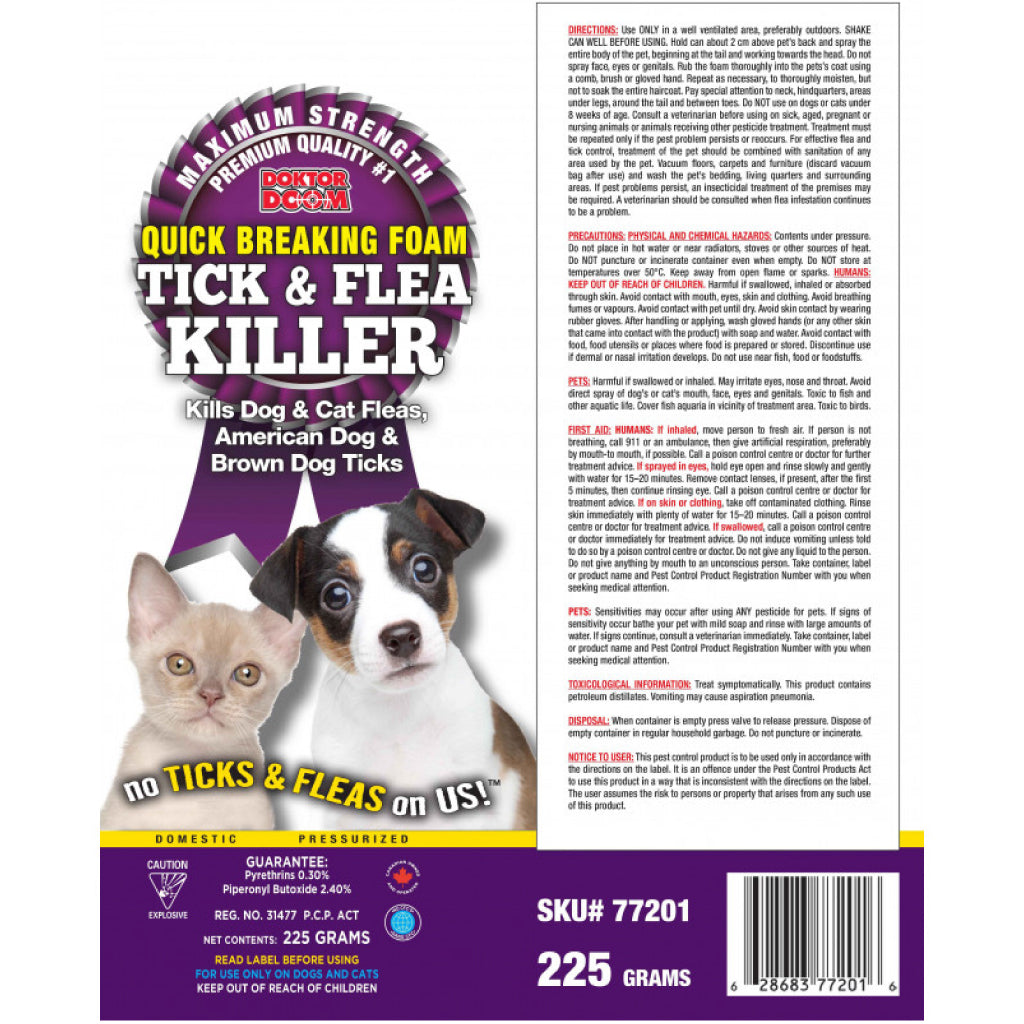Max Strength Foam Tick & Flea Killer 225G