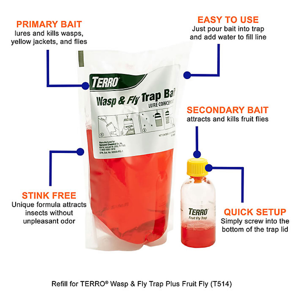 Terro Wasp & Fly Trap – Large Refill